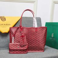 Goyard Anjou Reversible Tote In Goyardine Calfskin Red