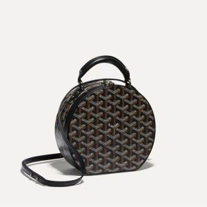 Goyard Alto Hatbox Trunk Bag In Goyardine Canvas Black/Brown