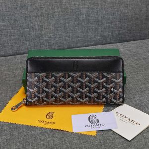 Goyard Goyardine Large Matignon Zip Around Wallet Black