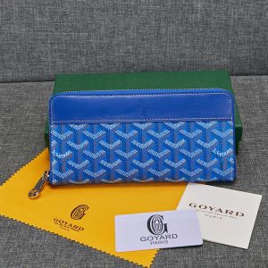 Goyard Goyardine Large Matignon Zip Around Wallet Blue