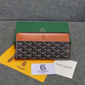 Goyard Goyardine Large Matignon Zip Around Wallet Brown