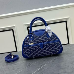 Goyard Mini Saint Jeanne PM Bowler Bag In Goyardine Canvas Blue