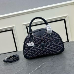 Goyard Mini Saint Jeanne PM Bowler Bag In Goyardine Canvas Navy Blue