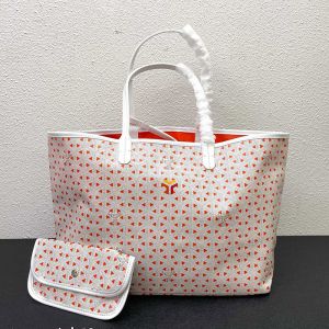 Goyard Saint Louis Reversible Tote In Goyardine Claire-Voie Canvas with Exclusive Kaki Logo Red