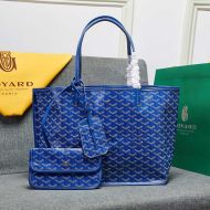 Goyard Anjou Reversible Tote In Goyardine Calfskin Blue