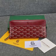 Goyard Goyardine Large Matignon Zip Around Wallet Burgundy