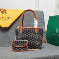 Goyard Mini Anjou Reversible Tote In Goyardine Calfskin Brown