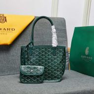 Goyard Mini Anjou Reversible Tote In Goyardine Calfskin Green