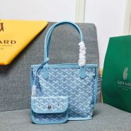 Goyard Mini Anjou Reversible Tote In Goyardine Calfskin Sky Blue