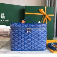 Goyard Muse Vanity Case In Goyardine Canvas Blue