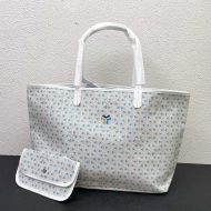 Goyard Saint Louis Reversible Tote In Goyardine Claire-Voie Canvas with Exclusive Kaki Logo Blue