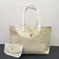 Goyard Saint Louis Reversible Tote In Goyardine Claire-Voie Canvas with Exclusive Kaki Logo Yellow