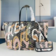 Goyard Saint Louis Reversible Tote In Goyardine Canvas with Letteres Camouflage Black/Pink