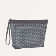 Goyard Conti Pouch In Goyardine Canvas Grey