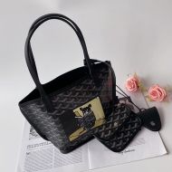 Goyard Mini Anjou Reversible Tote In Goyardine Calfskin with French Bulldog Black/Brown