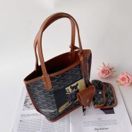 Goyard Mini Anjou Reversible Tote In Goyardine Calfskin with French Bulldog Brown