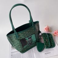 Goyard Mini Anjou Reversible Tote In Goyardine Calfskin with French Bulldog Green