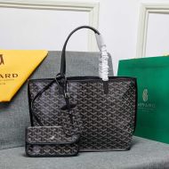 Goyard Anjou Reversible Tote In Goyardine Calfskin Black/Brown