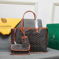 Goyard Anjou Reversible Tote In Goyardine Calfskin Brown