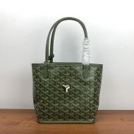 Goyard Mini Anjou Reversible Tote In Goyardine Calfskin with Exclusive Kaki Logo Green