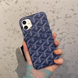 Goyard iPhone Case with Card Case In Goyardine Navy Blue